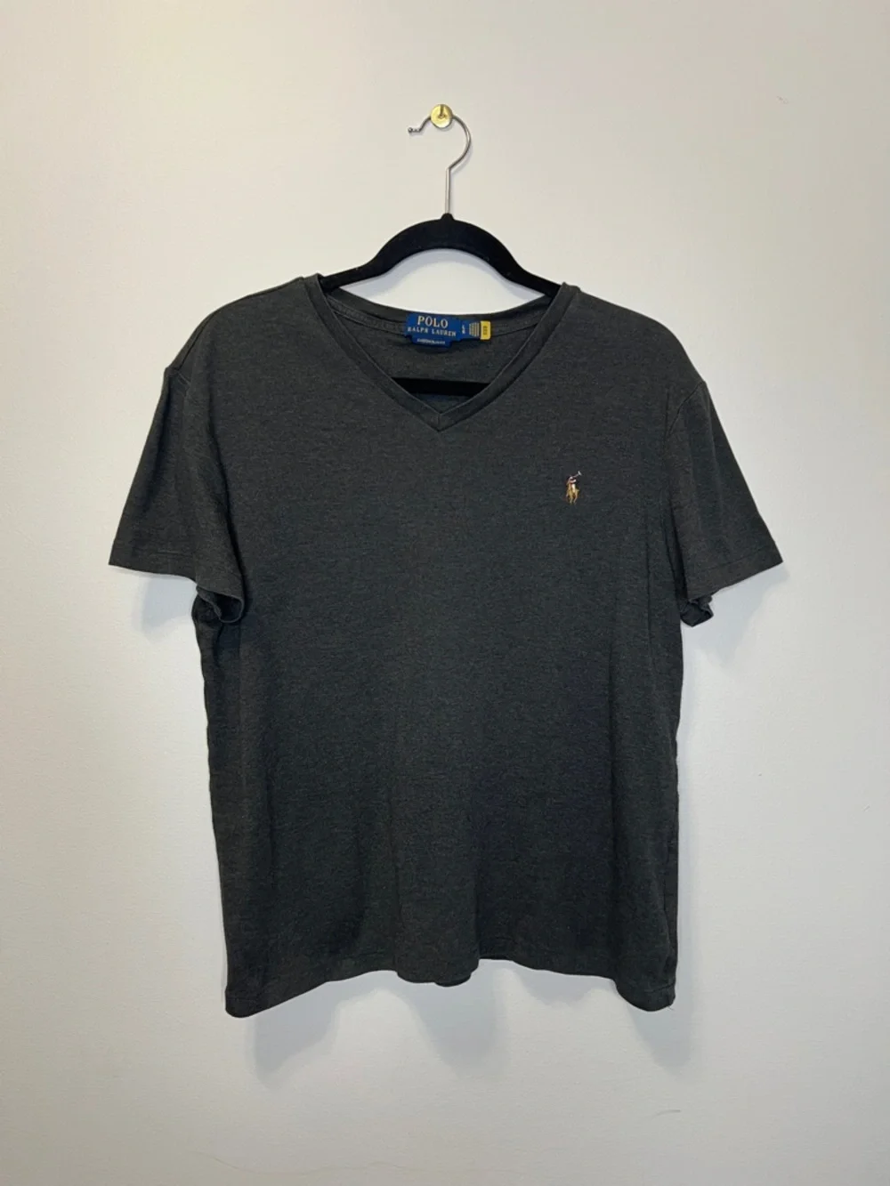 POLO Ralph Lauren Classic 100% Cotton Custom Slim Fit V Neck T-Shirt size Large
